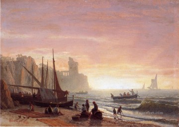  Fishing Art - The Fishing Fleet luminism Albert Bierstadt